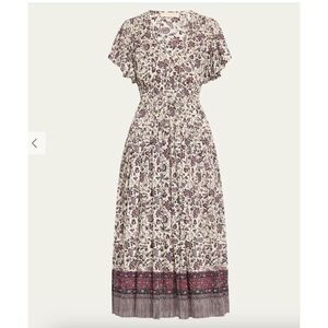 NEW $450 ULLA JOHNSON Lyria Flutter Sleeve Floral Cotton Blend Midi Dress Sz 4
